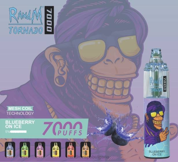 NJ6J169 - RandM tornado best flavour - RandM Tornado 7000 вейп устройство за контрол на въздушния поток 1бр боровинка върху лед