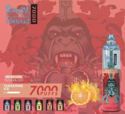 NJ6J166 - RandM vape София - RandM Tornado 7000 вейп устройство за контрол на въздушния поток 1бр лед от мандарина